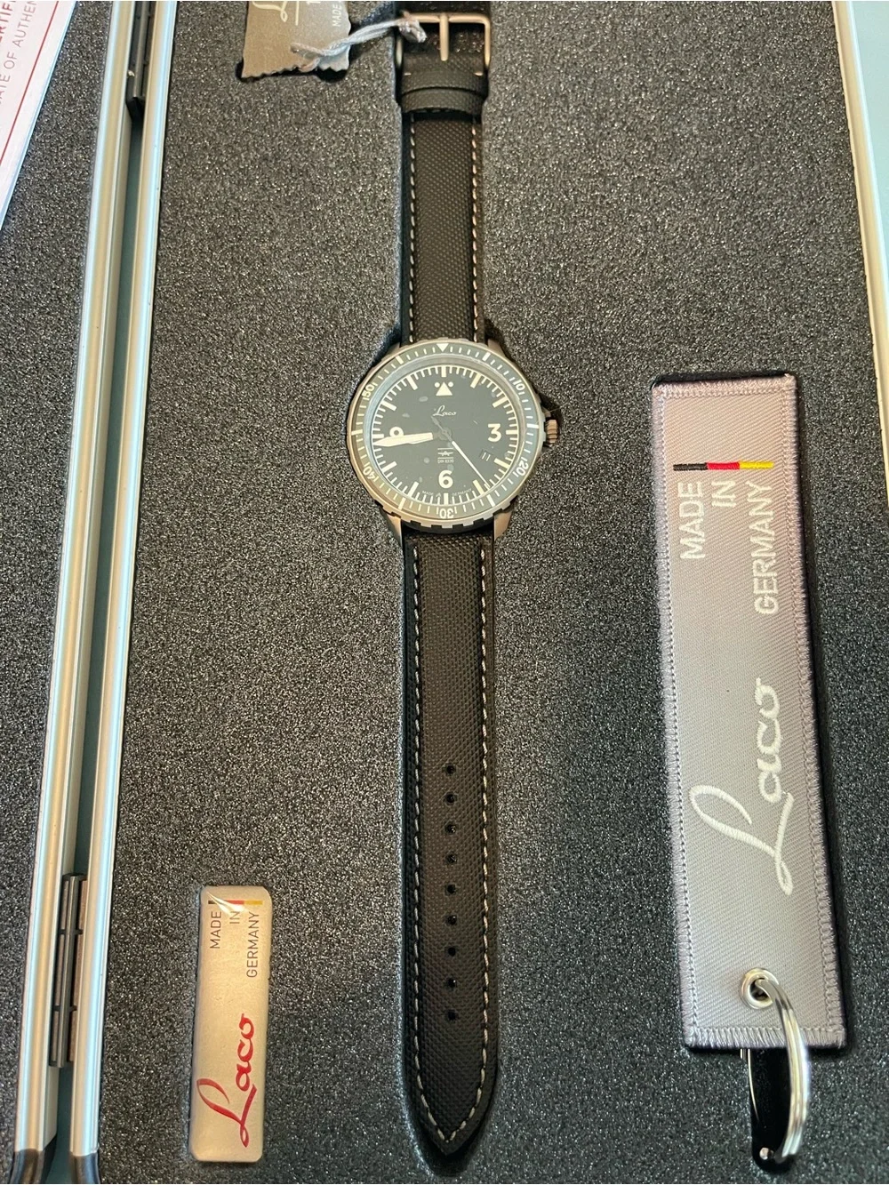 Laco Hamburg Din 8330 Limited Edition Pilot Watch, gray stainless steel case
